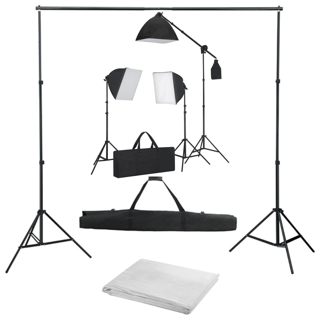 Κιτ Φωτισμού Φωτογραφικού Στούντιο με Softbox και Φόντο