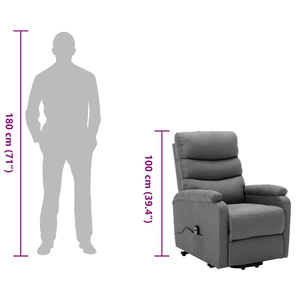 Πολυθρόνα με Ανύψωση Ανοιχτό Γκρι Υφασμάτινη