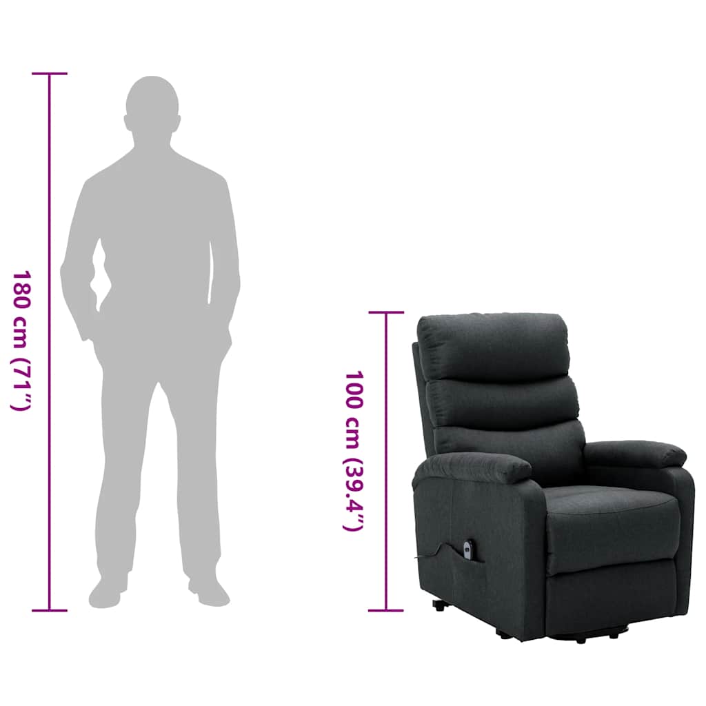 Πολυθρόνα με Ανύψωση Σκούρο Γκρι Υφασμάτινη