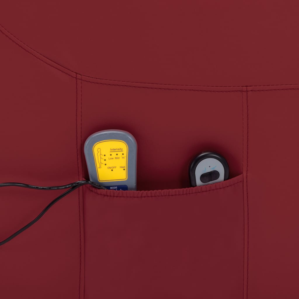 Πολυθρόνα Μασάζ με Ανύψωση Μπορντό Συνθετικό Δέρμα