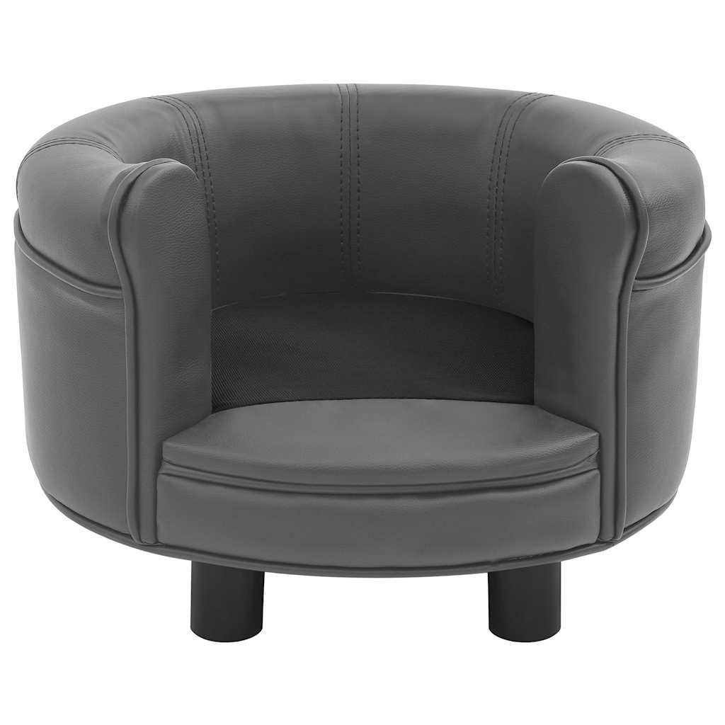 Καναπές-Κρεβάτι Σκύλου Γκρι 48x48x32 εκ. Βελουτέ/Συνθετ. Δέρμα - PAKOBAZAAR