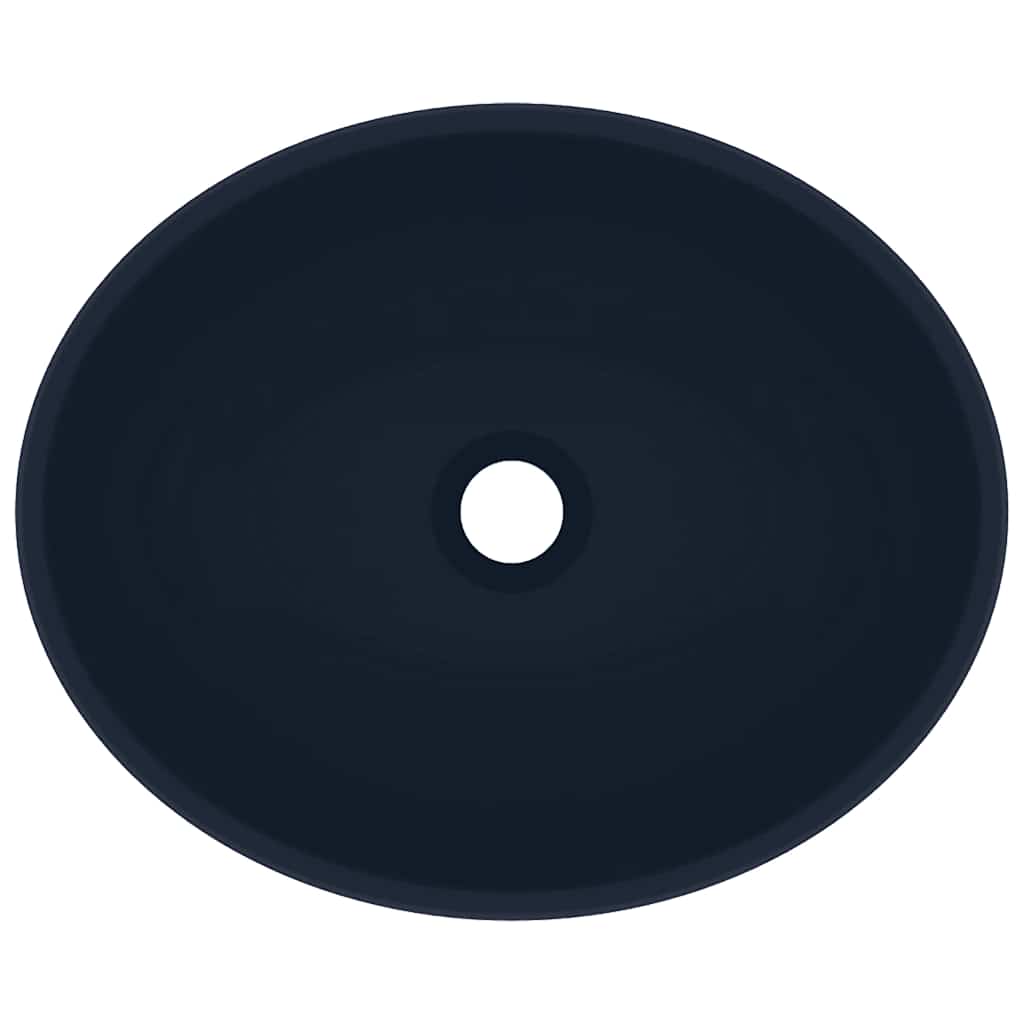 Νιπτήρας Πολυτελής Οβάλ Σκούρο Μπλε Ματ 40 x 33 εκ. Κεραμικός - PAKOBAZAAR