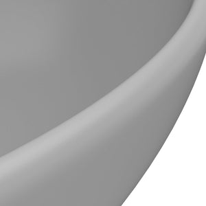 Νιπτήρας Πολυτελής Οβάλ Ανοιχτό Γκρι Ματ 40 x 33 εκ. Κεραμικός - PAKOBAZAAR