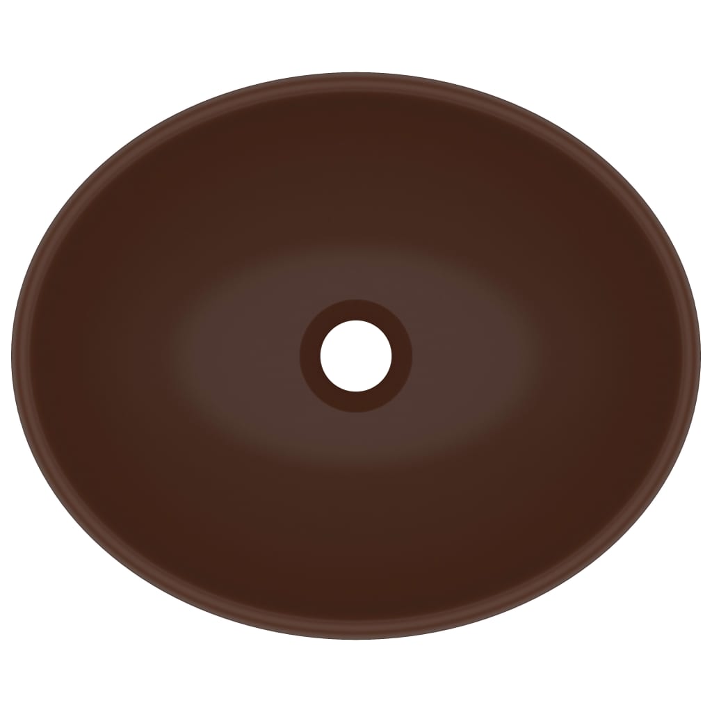 Νιπτήρας Πολυτελής Οβάλ Σκούρο Καφέ Ματ 40 x 33 εκ. Κεραμικός - PAKOBAZAAR
