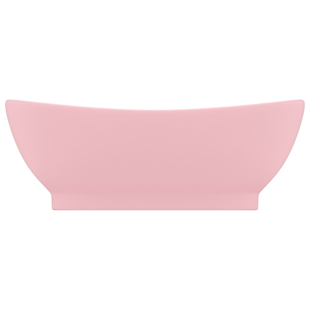 Νιπτήρας με Υπερχείλιση Οβάλ Ροζ Ματ 58,5x39 εκ. Κεραμικός - Pakobazaar