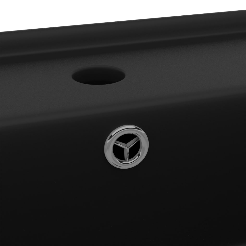 Νιπτήρας με Υπερχείλιση Τετράγωνος Μαύρο Ματ 41x41 εκ Κεραμικός - PAKOBAZAAR