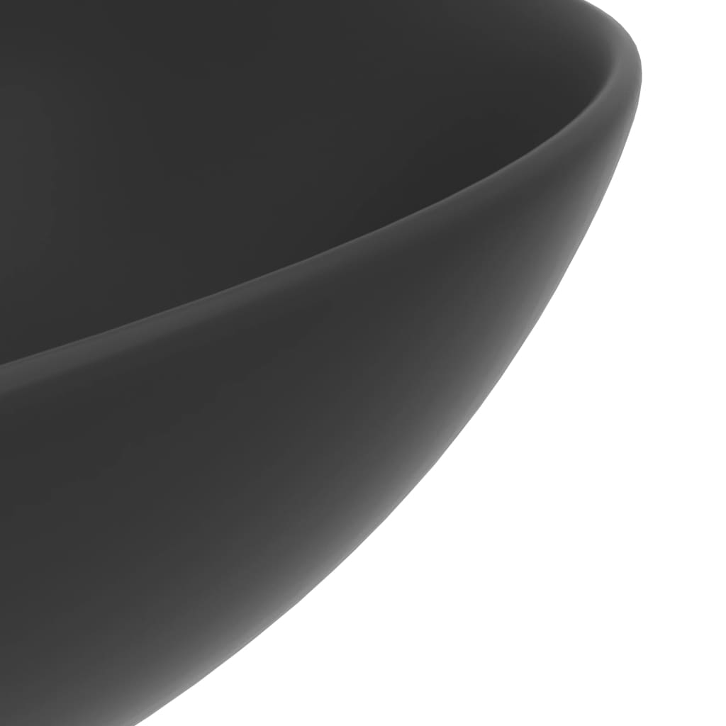 Νιπτήρας Μπάνιου Στρογγυλός Σκούρο Γκρι Κεραμικός - PAKOBAZAAR