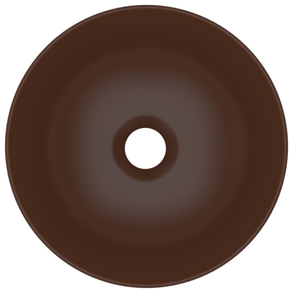 Νιπτήρας Μπάνιου Στρογγυλός Σκούρο Καφέ Κεραμικός - PAKOBAZAAR