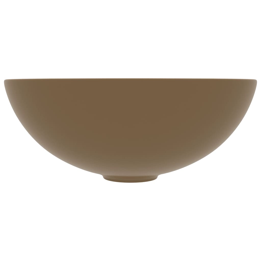 Νιπτήρας Μπάνιου Στρογγυλός Κρεμ Ματ Κεραμικός - PAKOBAZAAR