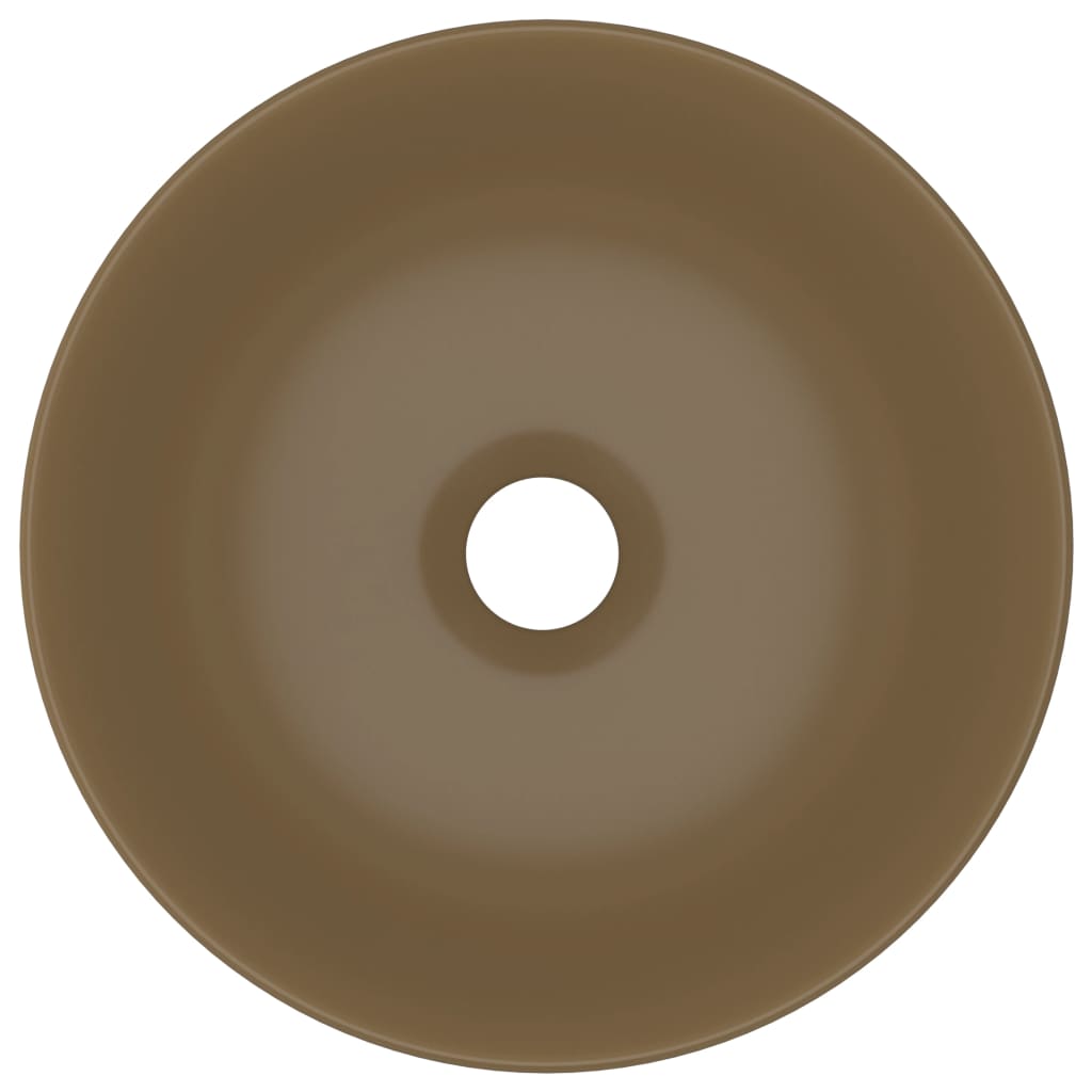Νιπτήρας Μπάνιου Στρογγυλός Κρεμ Ματ Κεραμικός - PAKOBAZAAR