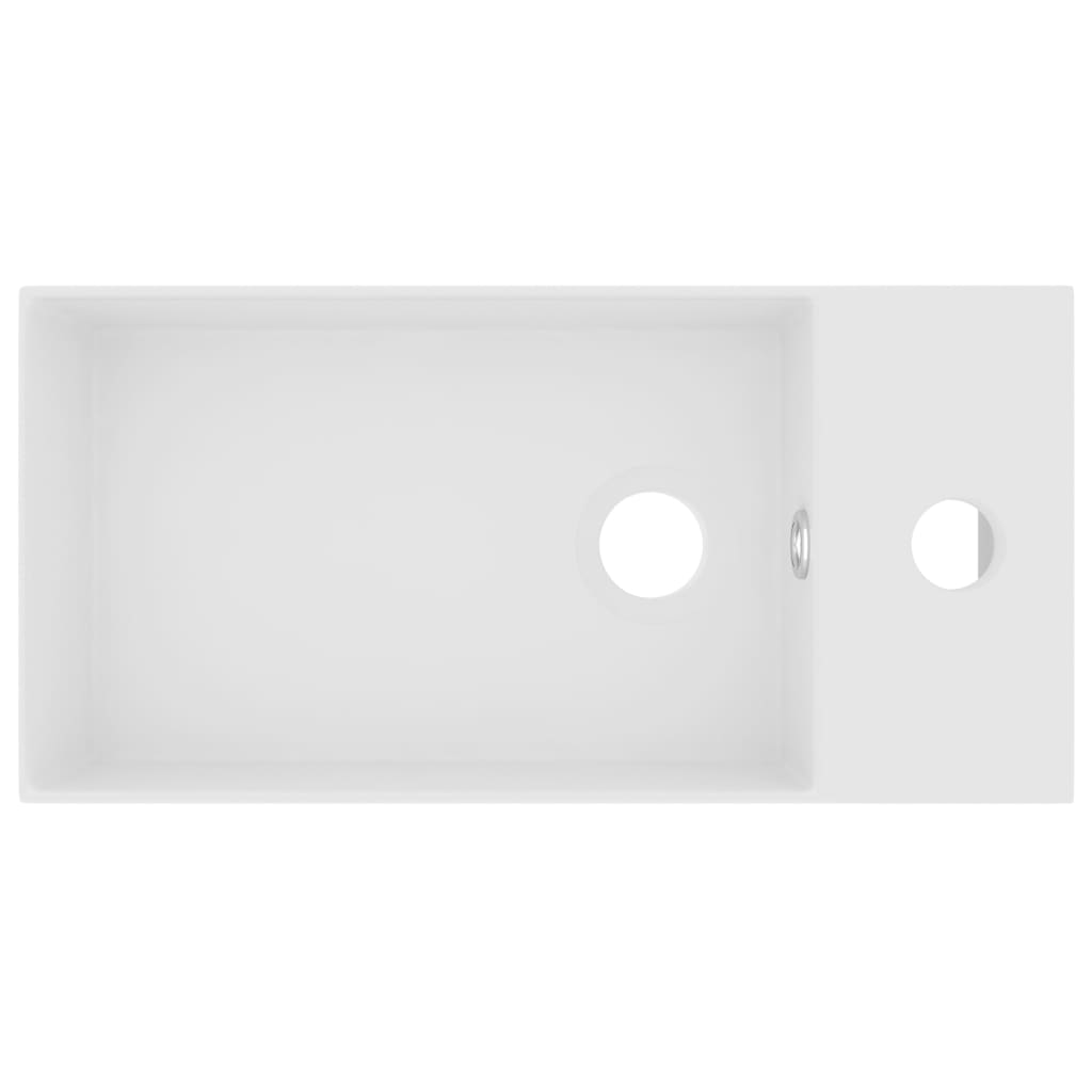 Νιπτήρας Μπάνιου με Υπερχείλιση Λευκό Ματ Κεραμικός - PAKOBAZAAR