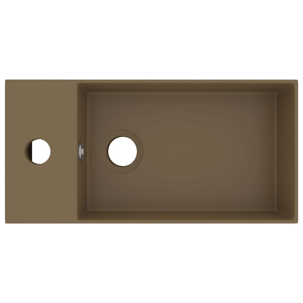 Νιπτήρας Μπάνιου με Υπερχείλιση Κρεμ Ματ Κεραμικός - PAKOBAZAAR