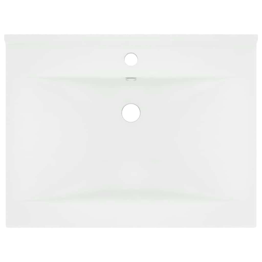 Νιπτήρας με Οπή Βρύσης Λευκό Ματ 60 x 46 εκ. Κεραμικός - PAKOBAZAAR