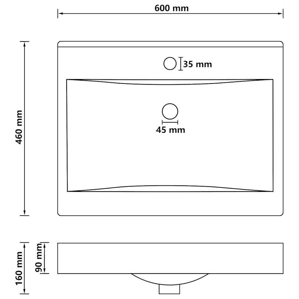 Νιπτήρας με Οπή Βρύσης Γαλάζιο Ματ 60 x 46 εκ. Κεραμικός - PAKOBAZAAR