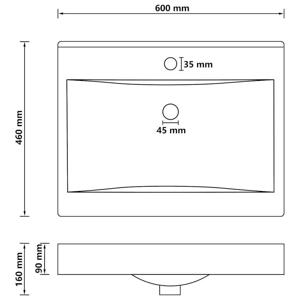 Νιπτήρας με Οπή Βρύσης Ανοιχτό Γκρι Ματ 60 x 46 εκ. Κεραμικός - PAKOBAZAAR
