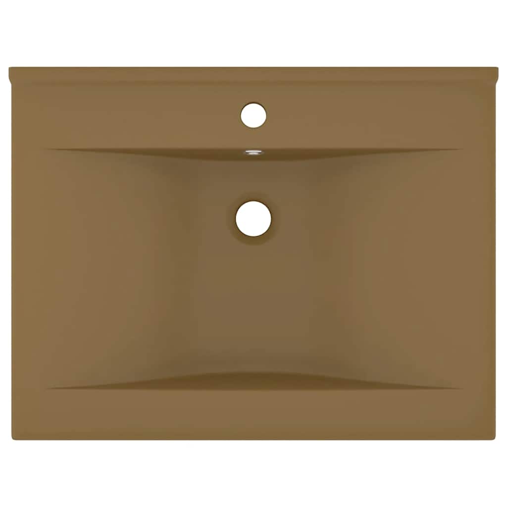 Νιπτήρας με Οπή Βρύσης Κρεμ Ματ 60 x 46 εκ. Κεραμικός - PAKOBAZAAR