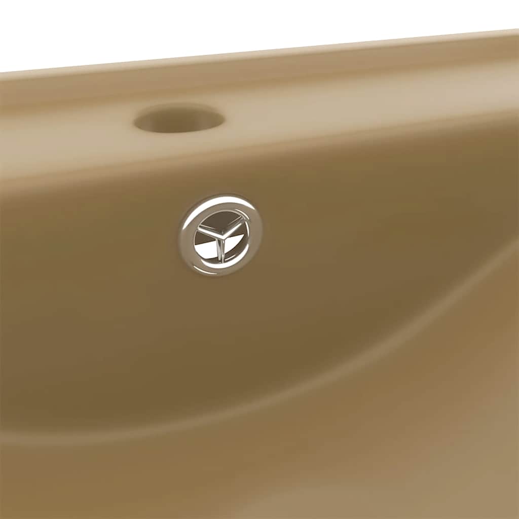 Νιπτήρας με Οπή Βρύσης Κρεμ Ματ 60 x 46 εκ. Κεραμικός - PAKOBAZAAR