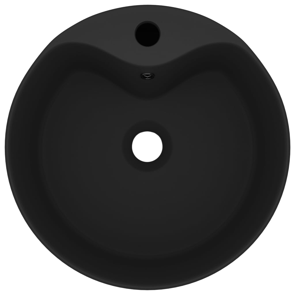 Νιπτήρας Πολυτελής με Υπερχείλιση Μαύρο Ματ 36x13 εκ. Κεραμικός - PAKOBAZAAR