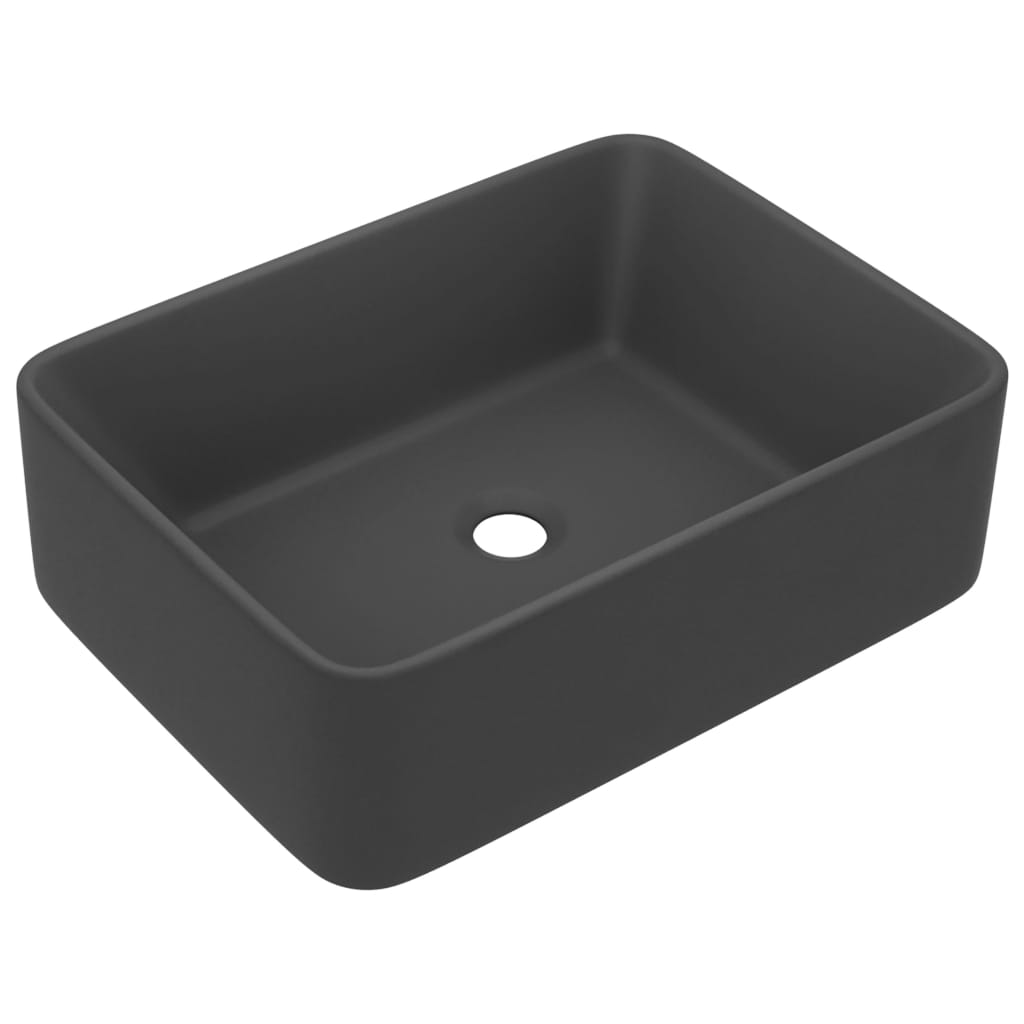 Νιπτήρας Πολυτελής Σκούρο Γκρι Ματ 41 x 30 x 12 εκ. Κεραμικός - PAKOBAZAAR