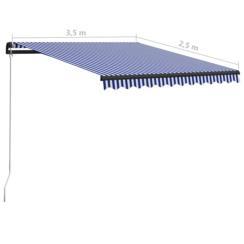 Τέντα Συρόμενη Χειροκίνητη Μπλε / Λευκό 350 x 250 εκ. - Pakobazaar