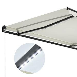 Τέντα Συρόμενη Χειροκίνητη με LED Κρεμ 300 x 250 εκ. - PAKOBAZAAR