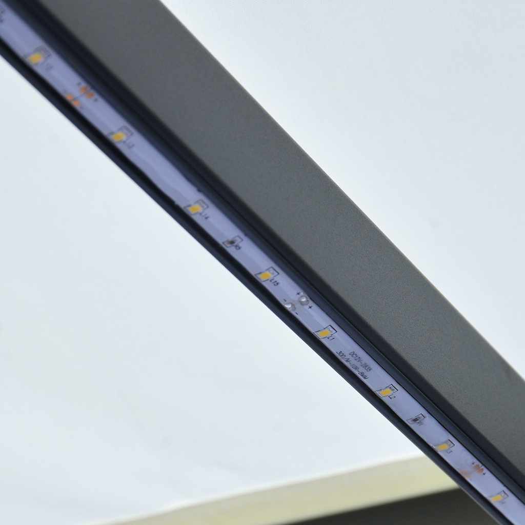 Τέντα Συρόμενη Χειροκίνητη με LED Κρεμ 300 x 250 εκ. - PAKOBAZAAR