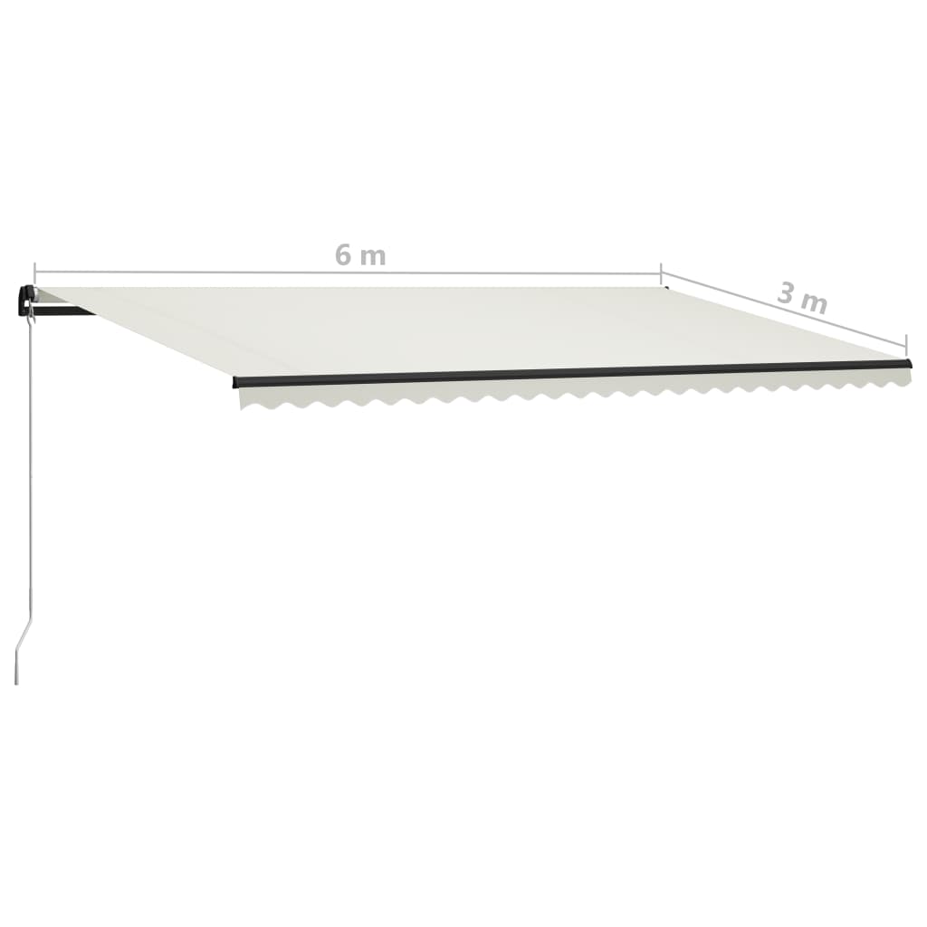 Τέντα Συρόμενη Χειροκίνητη με LED Κρεμ 600 x 300 εκ.