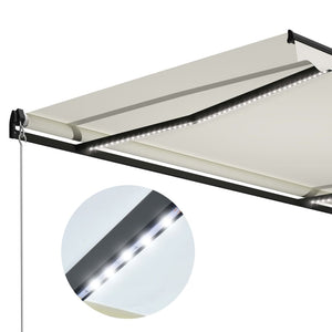 Τέντα Συρόμενη Χειροκίνητη με LED Κρεμ 600 x 300 εκ.
