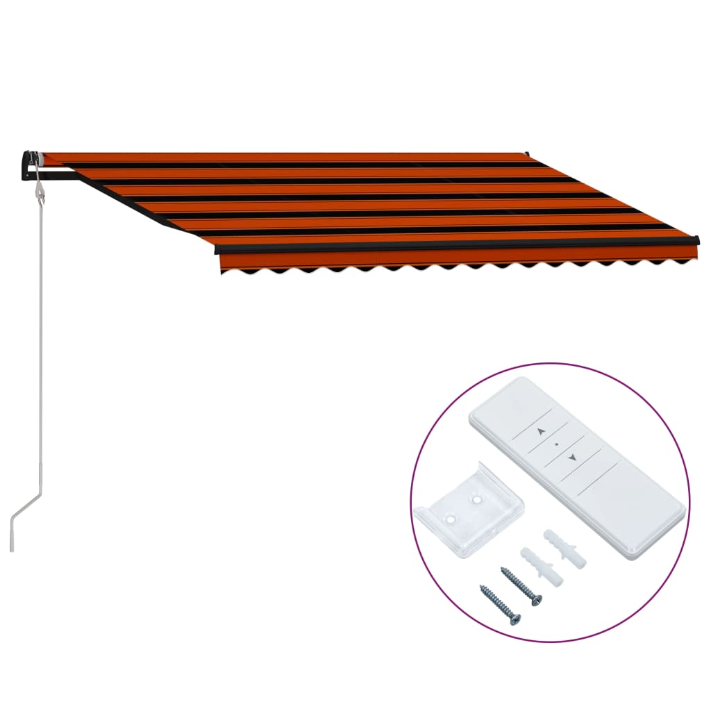 Τέντα Συρόμενη Αυτόματη Πορτοκαλί / Καφέ 450 x 300 εκ. - Pakobazaar