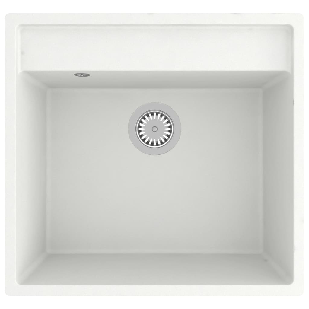 Νεροχύτης με Οπή Υπερχείλισης Λευκός Γρανιτένιος - PAKOBAZAAR