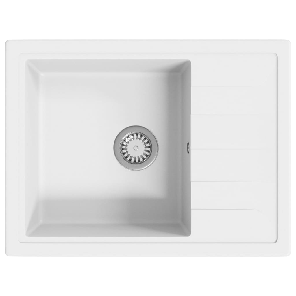 Νεροχύτης με Οπή Υπερχείλισης Οβάλ Λευκός Γρανιτένιος - PAKOBAZAAR