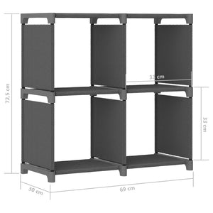 Ραφιέρα με 4 Κύβους & Κουτιά Γκρι 69x30x72,5 εκ. Υφασμάτινη