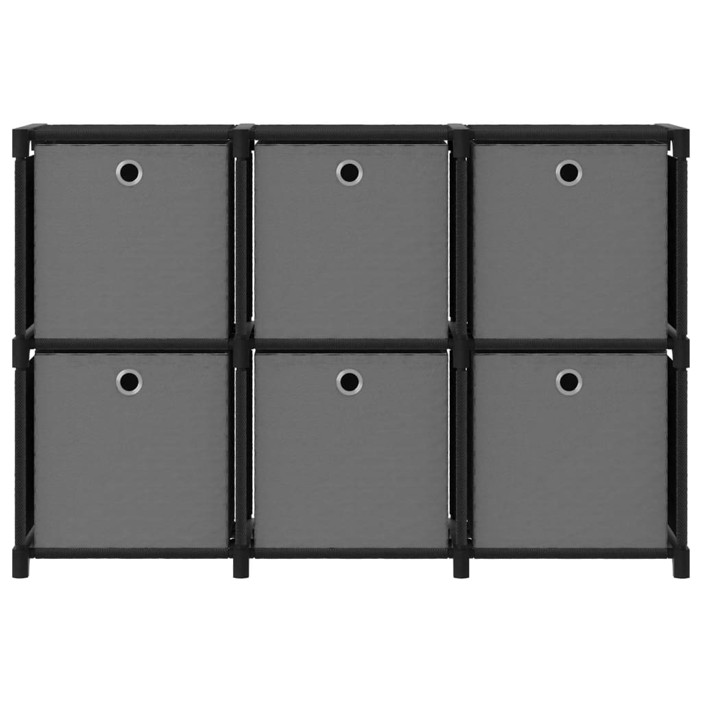 Ραφιέρα με 6 Κύβους & Κουτιά Μαύρη 103x30x72,5 εκ. Υφασμάτινη