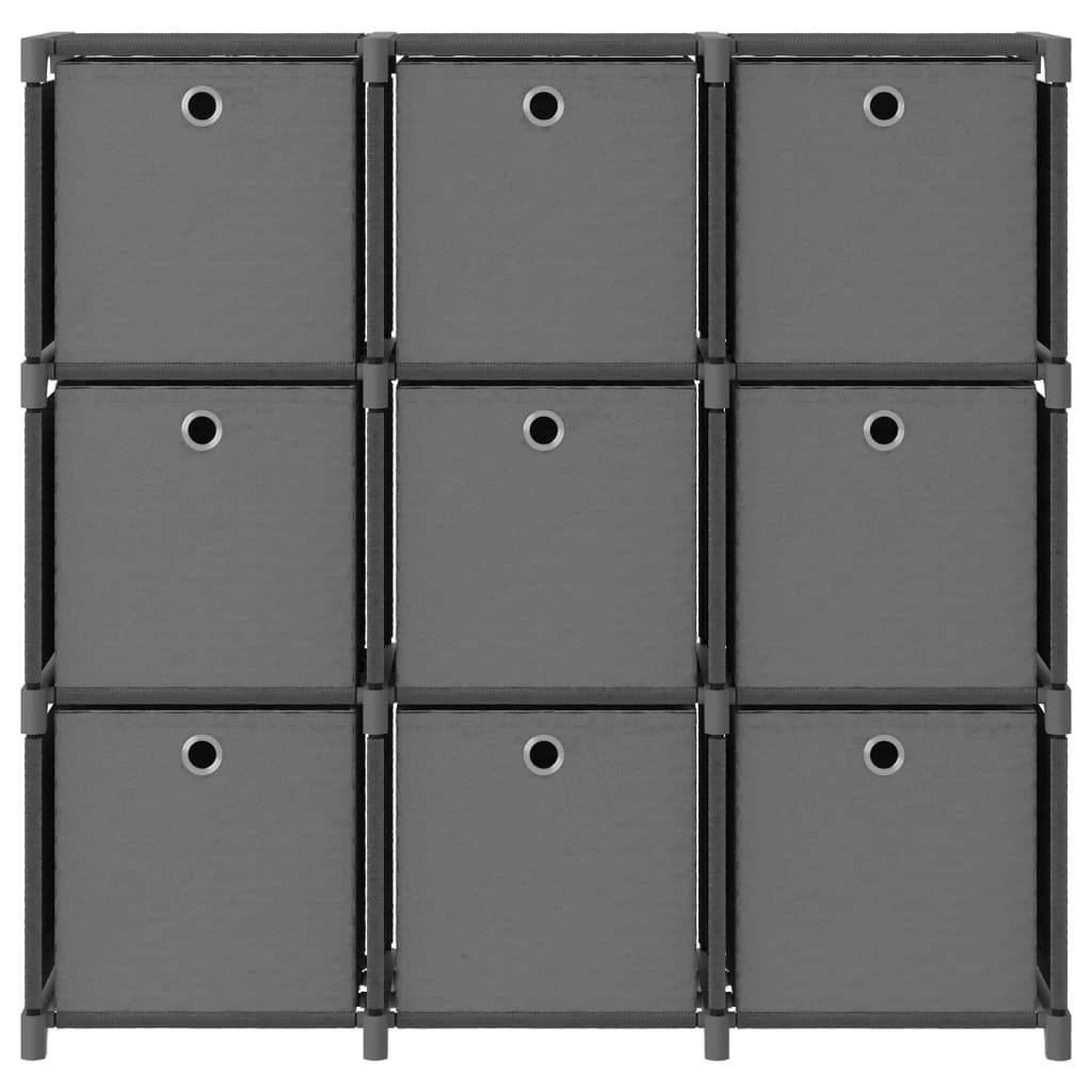 Ραφιέρα με 9 Κύβους & Κουτιά Γκρι 103x30x107,5 εκ. Υφασμάτινη