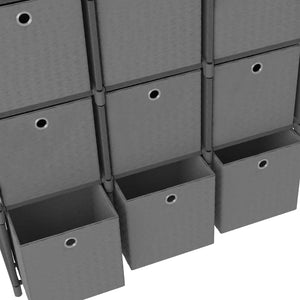 Ραφιέρα με 9 Κύβους & Κουτιά Γκρι 103x30x107,5 εκ. Υφασμάτινη