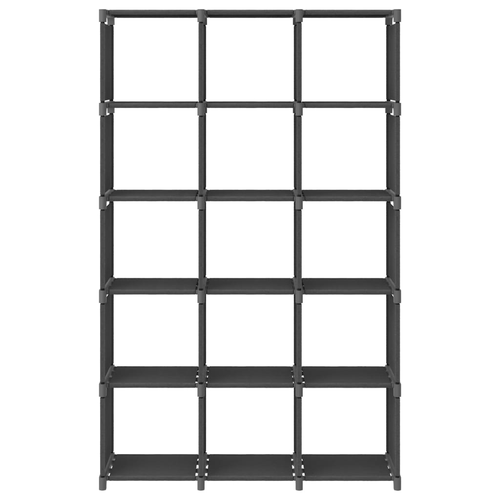 Ραφιέρα με 15 Κύβους & Κουτιά Γκρι 103x30x175,5 εκ. Υφασμάτινη