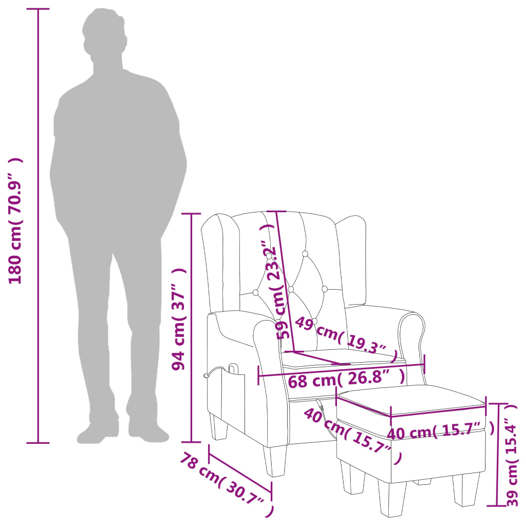Πολυθρόνα Μασάζ Taupe Υφασμάτινη με Υποπόδιο