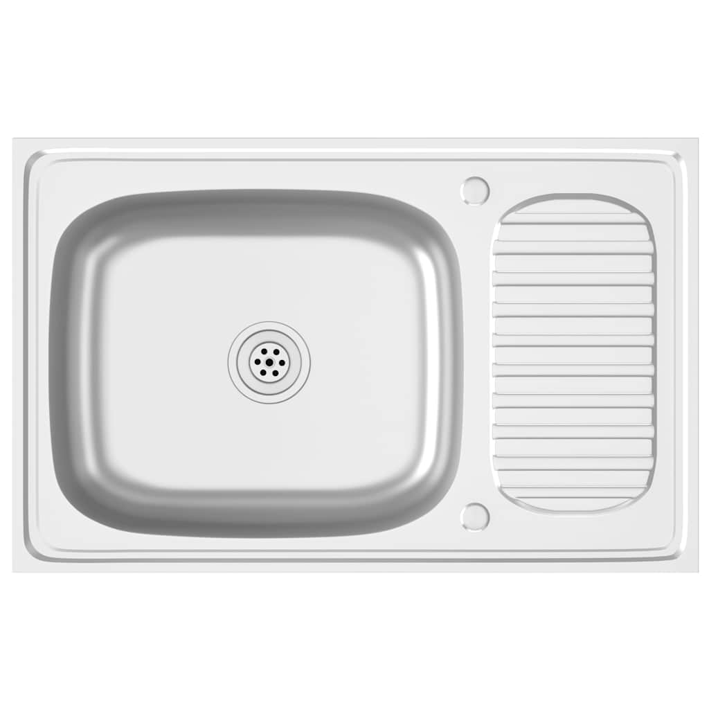 Νεροχύτης + Ποδιά Σετ Ασημί 800x600x155 χιλ. Ανοξείδωτο Ατσάλι - PAKOBAZAAR