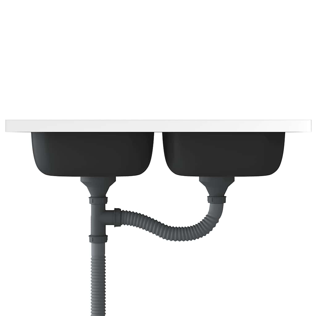 Νεροχύτης Διπλή Γούρνα Ασημί 800x600x155 χιλ. Ανοξείδωτο Ατσάλι - PAKOBAZAAR