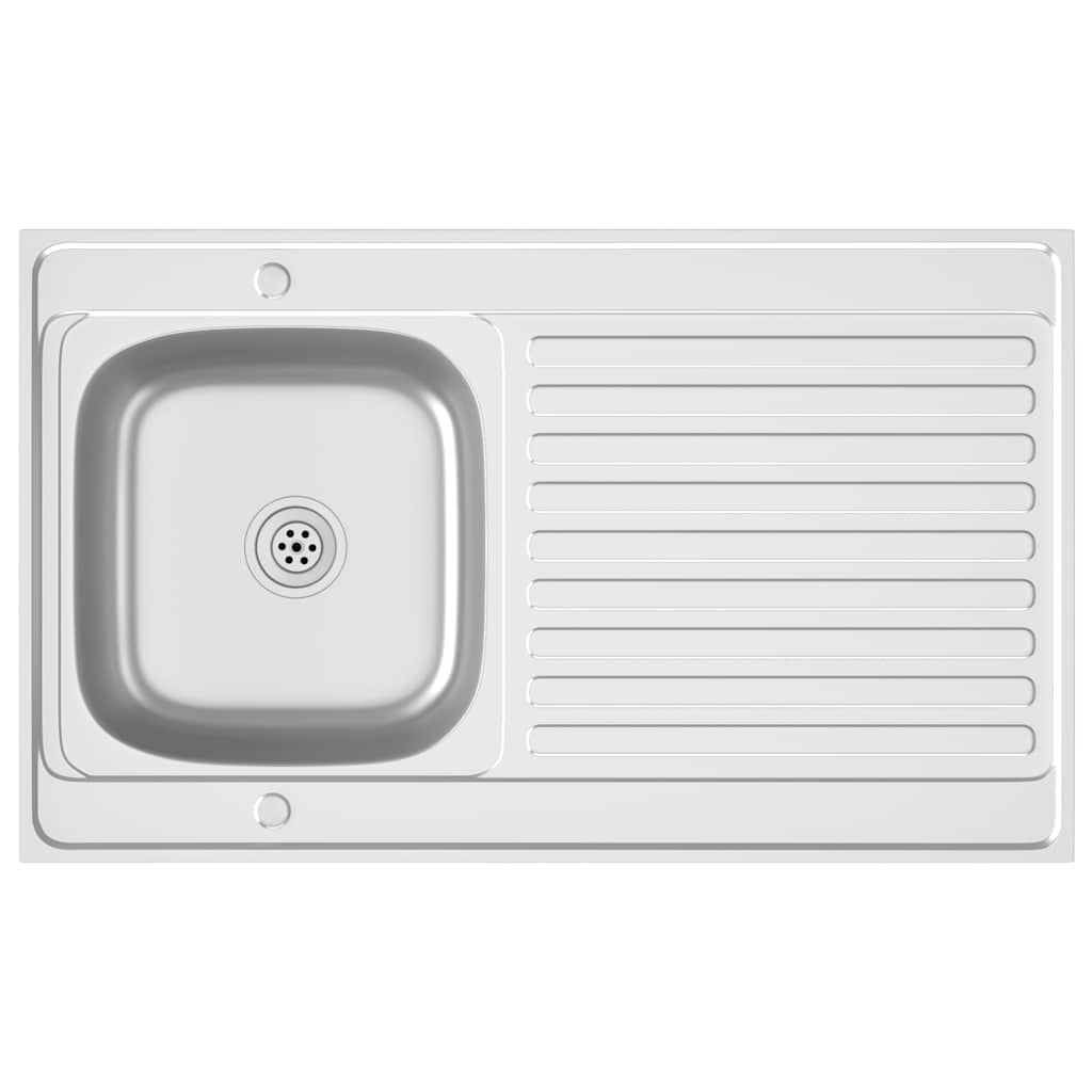 Νεροχύτης + Ποδιά Σετ Ασημί 1000x600x155 χιλ. Ανοξείδωτο Ατσάλι - PAKOBAZAAR