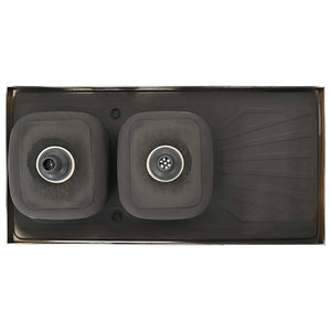 Νεροχύτης Διπλή Γούρνα Ασημί 1200x600x155 χιλ. Ανοξείδ. Ατσάλι - PAKOBAZAAR