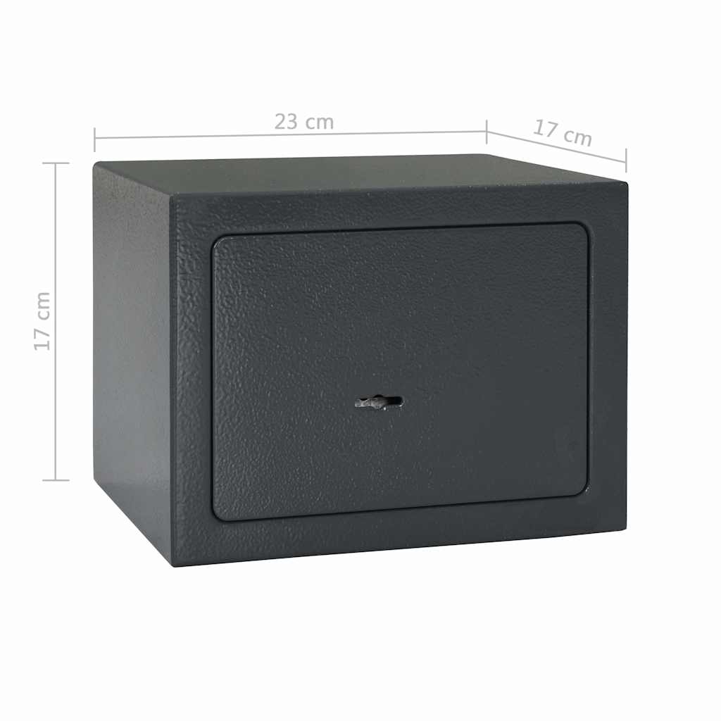 Χρηματοκιβώτιο με Κλειδί Σκούρο Γκρι 23 x 17 x 17 εκ. Ατσάλινο