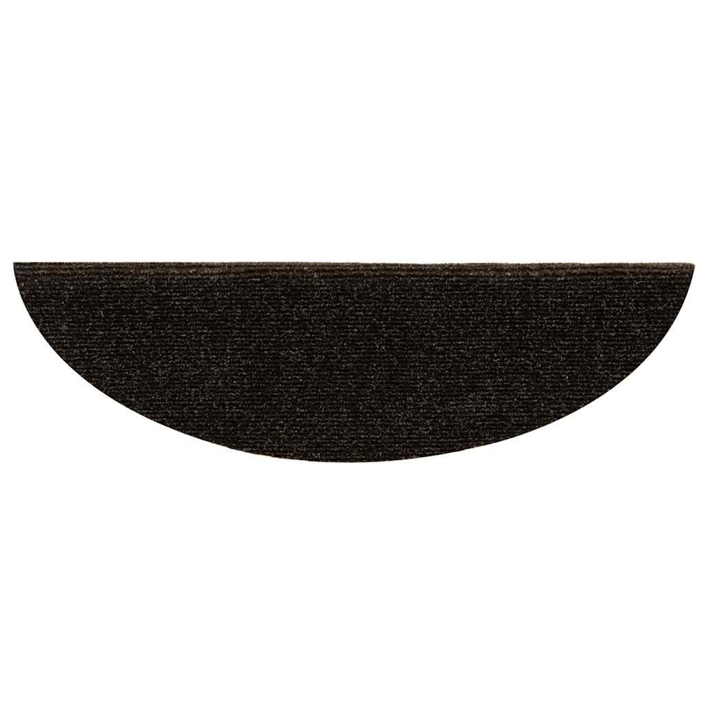 Πατάκια Σκαλιών Αυτοκόλλητα 15 τεμ. Σκούρο Καφέ Ημίκυκλα 56x17x3 εκ.