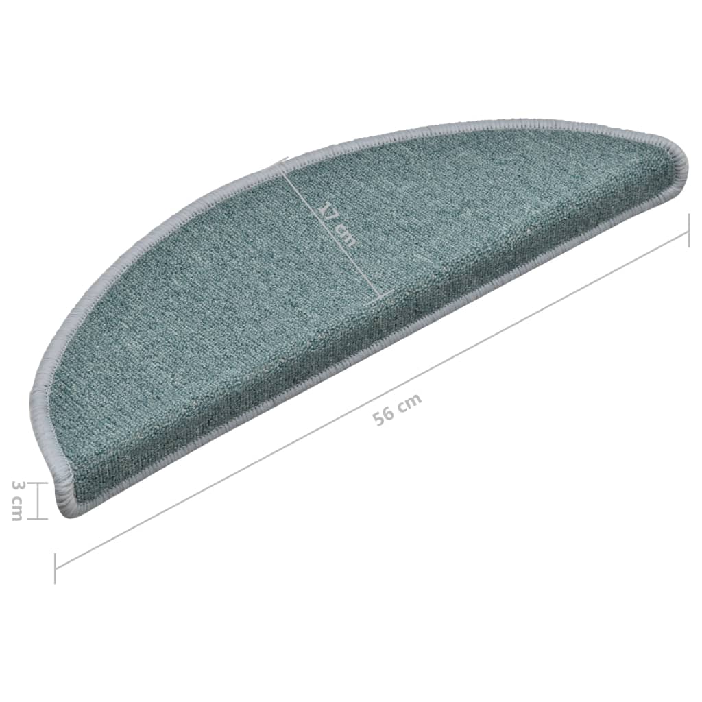 Πατάκια Σκαλοπάτια 15 τεμ. 56x17x3 εκ. Θαλασσί Ημίκυκλα