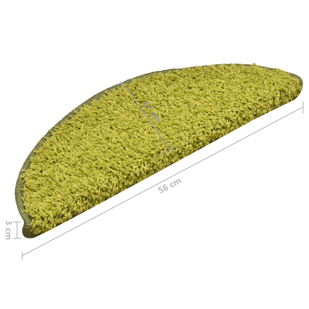 Πατάκια Σκάλας Μοκέτα 15 τεμ. Πράσινα 56 x 17 x 3 εκ.