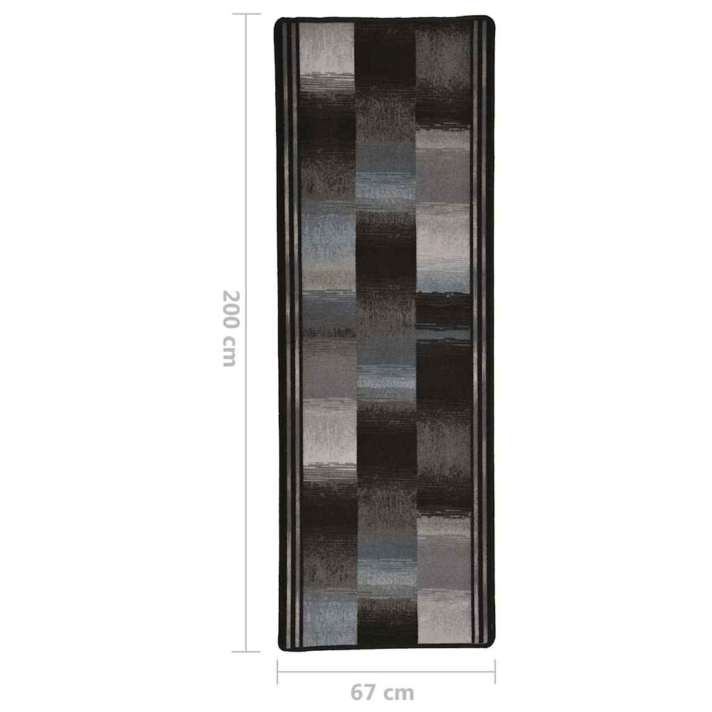 Χαλί Διάδρομος Μαύρο 67 x 200 εκ. με Αντιολισθητικό Υπόστρωμα