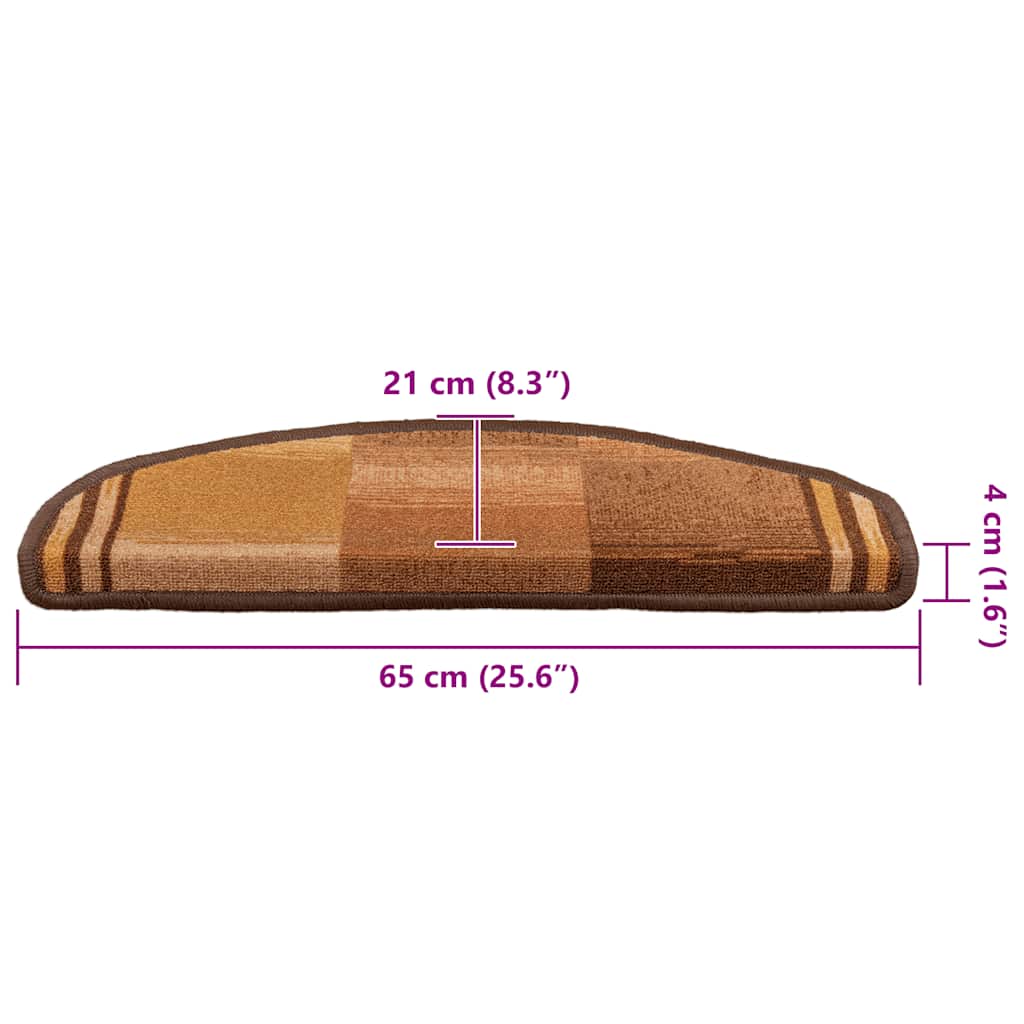 Πατάκια Σκάλας Αυτοκόλλητα 15 τεμ. Καφέ 65 x 21 x 4 εκ.