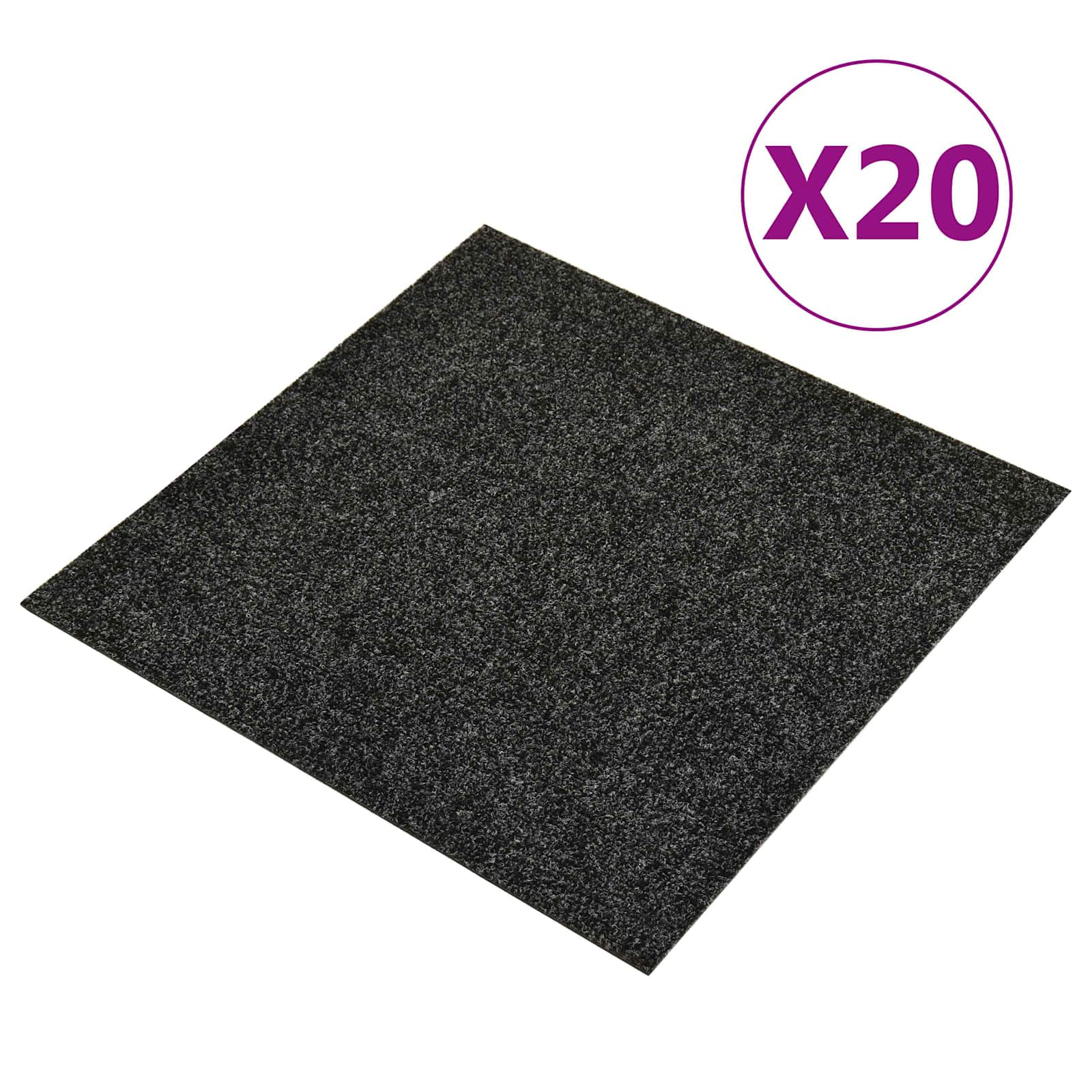 Χαλί 20 pcs Μαύρο 50 x 50 cm Ορυκτή άσφαλτος - Pakobazaar