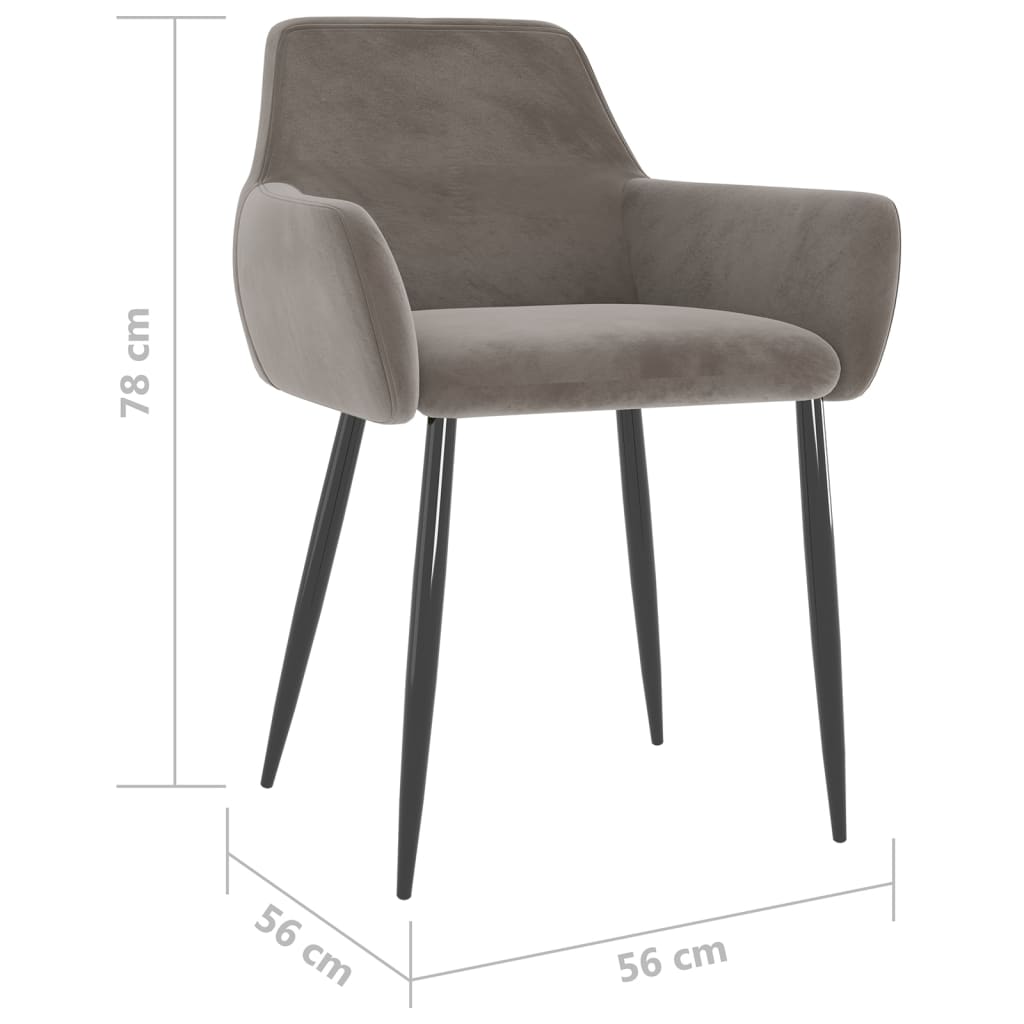 Καρέκλες Τραπεζαρίας 2 τεμ. Ανοιχτό Γκρι Βελούδινες
