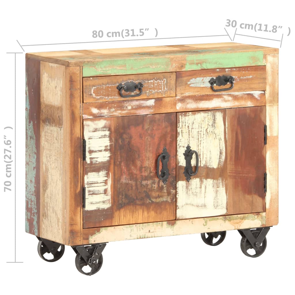 Ντουλάπι με Συρτάρια 80 x 30 x 70 εκ. Μασίφ Ανακυκλωμένο Ξύλο